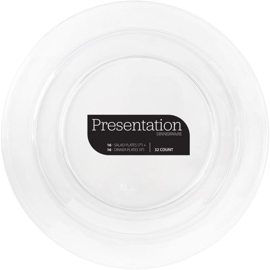 Presentation Plates Clear 7"+9" Combo - Case of 128 (4 packs x 32)