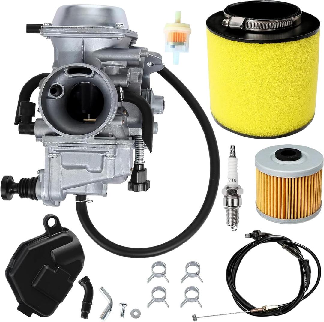 Fourtrax 300 Carburetor Fit for Honda 1986-2000 FourTrax TRX300 TRX350,1997-2004 Foreman 400 450,2000-2006 Rancher 350(Includes Air Filter,Oil Filter,Spark Plug,Throttle Cable) (Without Heat Wire)