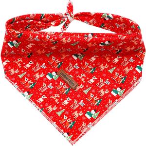 2 x Lionheart glory Dog Bandana 1 Pack Washable Soft Cotton Christmas Bibs Scarf, Adjustable Kerchief Square Dog Bandanas for Large Dogs Red Bandanas