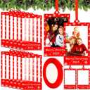 48 Pcs Merry Christmas 2025 Photo Frame Ornaments Acrylic 2 x 3 Picture Frame Ornaments Christmas Tree Decoration Compatible with Instax Polaroid Hanging Photo with Red Ribbon (Style 1)