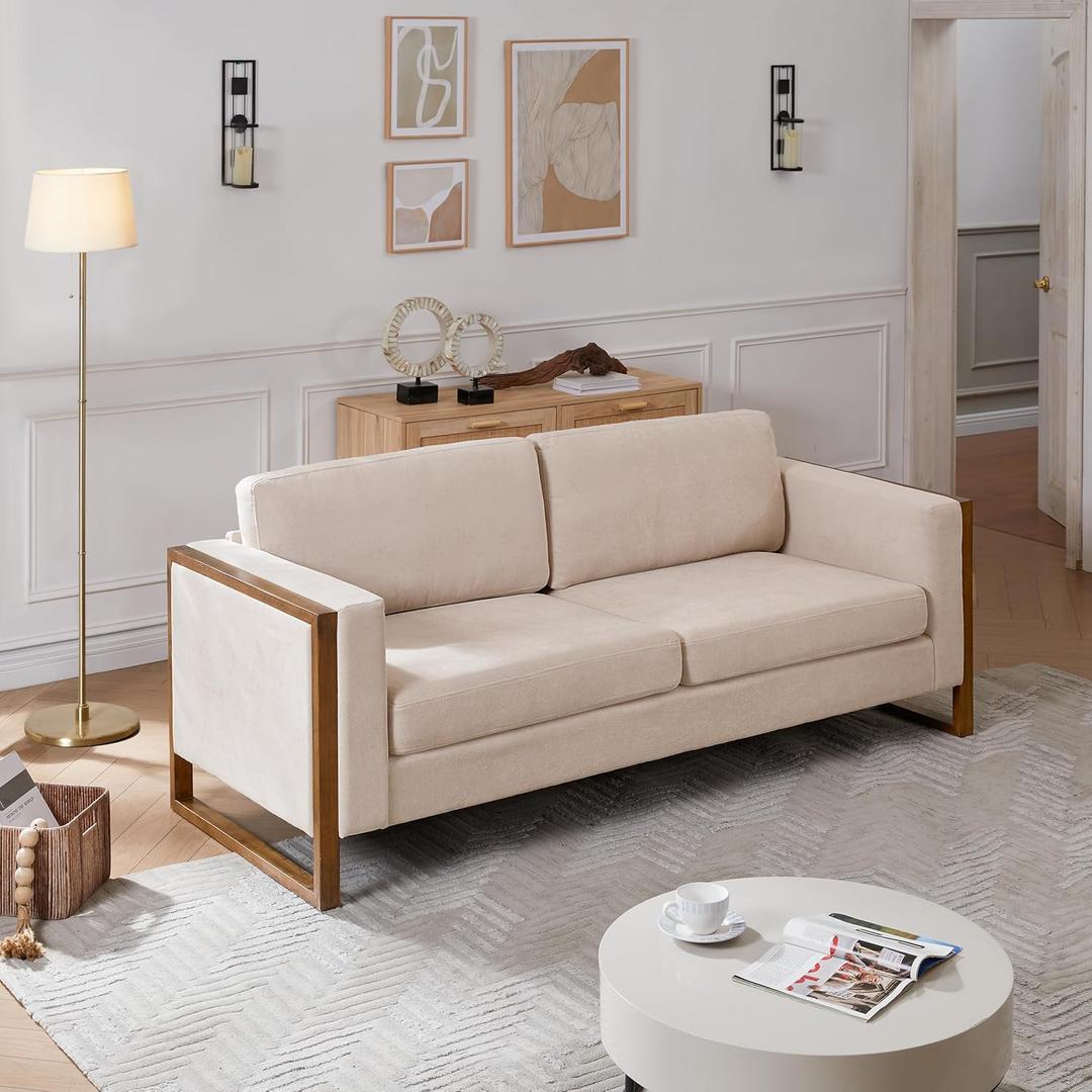 Christopher Knight Home Bricez 79" Sofa Couch, Cozy Upholstered 3-Seater Sofa, Oversized Loveseat, Comfy Fabric Couches for Living Room and Office, Modern Couch and Sofa, Wooden Frame, Taupe Beige