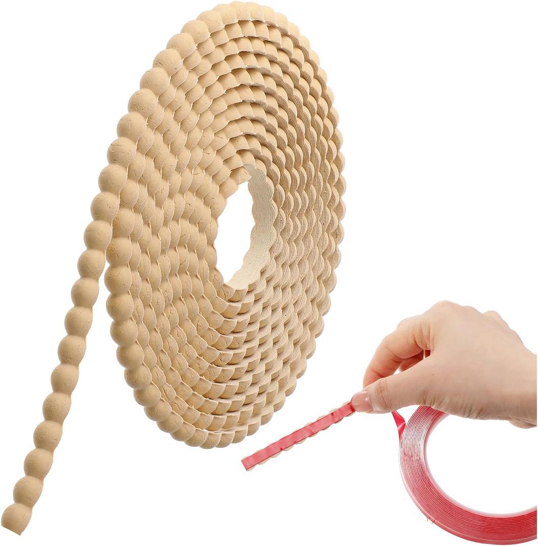 Leinuosen Flexible Molding Trim Peel and Stick for Walls Decorative Bead Pearl DIY Wall Trim for Bathroom Mirror Frame Border Backsplash Ceiling Cabinet TV Wall Edge(Wood,10ft /8 mm)