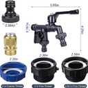 TMOK 275-330 Gallon IBC Tote Tank Adapter,3-Size,2.44" Fine、2 "Fine, and 2" Coarse Thread,1/2“ x 3/4” x 3/4" Brass Hose Faucet With Garden Hose Connector