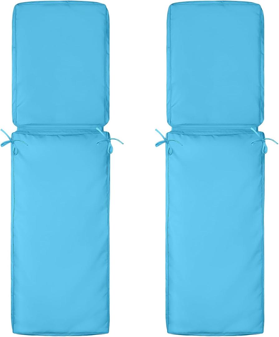 2 Pcs Outdoor Chaise Lounge Cushion Covers, 72 x 21 x 3 Inch Chair Cushion Replacement Cover, Waterproof Chaise Cushion No-Slip Cover with Zipper Ties (Not Includes Cushion)