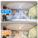 Ohniyou 60'' Ceiling Fan with Lights, Industrial Ceiling Fan with 5 Aluminum Blades, App/Remote Controlled, Dimmable, for Outdoor Patio, Living Room, White