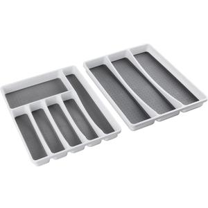 Masirs No-Slip Silverware Tray Organizer, Accommodates Different Kitchen Utensil and Cutlery Sizes, Deep Enough to Fit Entire Drawer, (2-PIECE | 9-SECTIONS)