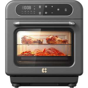 CIARRA 8-in-1 Steam Oven Countertop with Air Fryer, 13QT Mini Convection Toaster Oven with Steam, Rapid Steam, Air Fry, Vapor Bake, Steam Clean, Bake, Dried, Ferment, Grey