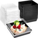 Kucoele 50 Pack Small Charcuterie Boxes with Clear Lids, To Go Paper Dessert Boxes Bakery Boxes, 5 Inches Disposable Food Containers for Cookies, Cupcakes, Slice Cakes, Strawberries (Black)
