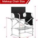 Tall Makeup Chair 41'', Director Chair 600 lbs Foldable Portable, Makeup Chair for Makeup Artist with Table, Cup Holder, Storage Bag & Footrest