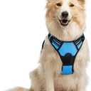 Rabbitgoo Dog Harness No Pull with 2 Leash Clips, Adjustable Soft Padded, Reflective Oxford No Choke Pet Vest with Easy Control Handle for Medium Sized Dogs, Blue, M