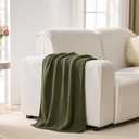 Olive Green Throw Blanket, Knit Throw Blanket for Couch, Soft Cozy Warm Reversible Lightweight Decorative Moss Stitch Cable Knitted Blankets for Bed, 60x80 Inches, Olive