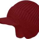 JHDESSLY Knit Beanies with Visor & Earflaps for Men and Women, Winter Hats Fleece Lined Hat Stocking Caps Soft Warm Headwear