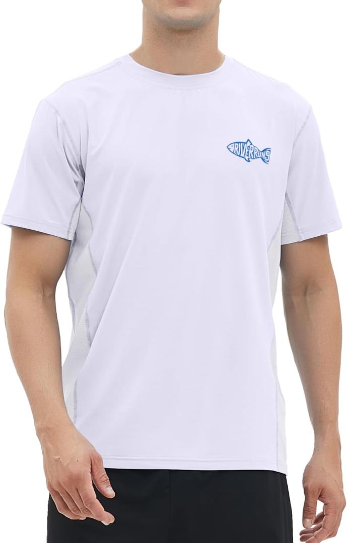Riverruns Fishing T-Shirt Mens UPF 50+ Sun Protection Fishing Shirt Short Sleeve Performance Tee #1006 (Small)