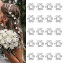 YISSION 20Pcs Mini Rhinestone Flower Hair Clips Cute White Pearl Hair Pins Small Decorative Hair Clips Wedding Hair Barrettes Bridal Hair Accessories for Girls Women