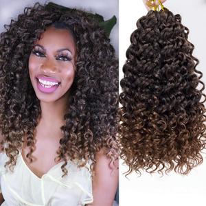 GoGo Curl Crochet hair 14inch Beach Curl Crochet hair Bohemian Crochet Braids Ombre Brown Deep Wave Braiding hair Extensions (14inch,7Packs,1B/30)