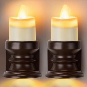 Meonum 2 Pcs Flameless Candle Night Light Plug into Wall, LED Motion Sensor Dusk to Dawn Nightlight Farmhouse Vintage Rustic Flicker Night Light for Adults Decorative Bedroom Bathroom Kitchen Hallway
