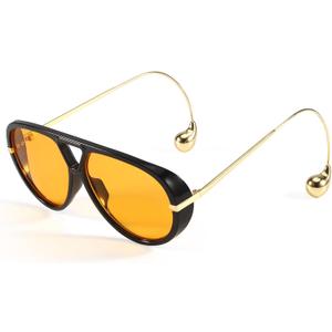 SODQW Oversized Aviator Sunglasses for Women With Earrings Trendy Large Big XL Size 2026 Designer Ladies Shades (A01- Black/Orange)