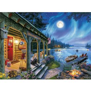 Buffalo Games - Darrell Bush - Moonlight Lodge - 1000 Piece Jigsaw Puzzle For Adults -Challenging Puzzle Perfect for Game Nights - Finished Size is 26.75 x 19.75