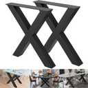 VEVOR Set of 2 Steel Table Legs, 28Height 30Wide Dining Table Legs,Heavy Duty 3.1" Square Box Section X Frame Table Legs,28x30x3.1 Inch Black Color Industrial Country Style Metal Dining Legs