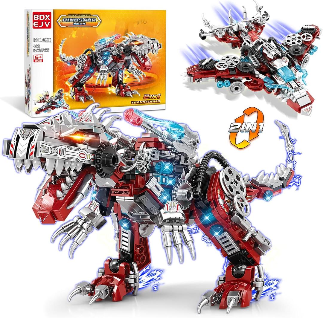 STEM 2 in 1 Dinosaurs Building Kits 422PCS, Compatible with Normal Dinosaurs Bricks, Toys for Kids Age 6-10 Year Old, Educational Building Sets Best Gifts for Boy 6-10