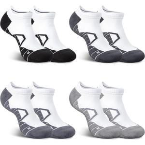 Hylaea Athletic Running Socks Cushion Padded Moisture Wicking Low Cut (Large, Black Grey White 4 Pairs)