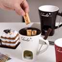 Chocolate Fondue Mug  Ceramic Melting Mug with Forks, Individual Fondue Cups for Chocolate, Cheese, Butter  Perfect Romantic Gift for Couples, Birthday or Valentines Day (1PCS-White)