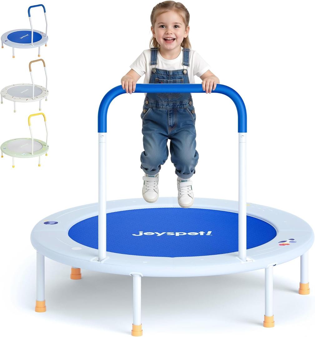 36-Inch Toddler Trampoline with Foam Handle, 3FT Foldable Mini Rebounder | Indoor Outdoor for Kids Ages 3-6, Safe Elastic Band Design, Non-Slip Oxford Mat, Easy Assembly & Max Load 100 lbs