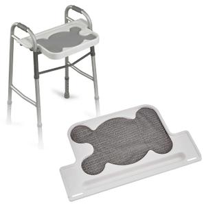 Sammons Preston Standard Walker Tray, Clip-On Surface with Cup Holders, Lightweight Raised-Edge Design for Bariatric Walkers, Stable Dining and Utility Support for Seniors and Mobility Aid Users