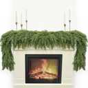 6FT Christmas Garland, Real Touch Cypress Pine Garlands, Green Artificial Cedar Garland Christmas Decorations for Home, Dining Table Mantel Porch Wall Stairs Winter Xmas Decor