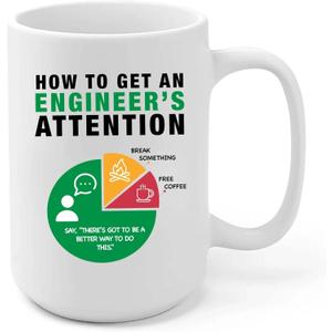 How To Get An Engineer's Attention Engineer Gifts Funny Coffee Mug For Engineering Boyfriend Husband Student Son Daughter Coworker Friend From Dad Mom Wife Girlfriend Ceramic Mug 15 oz White