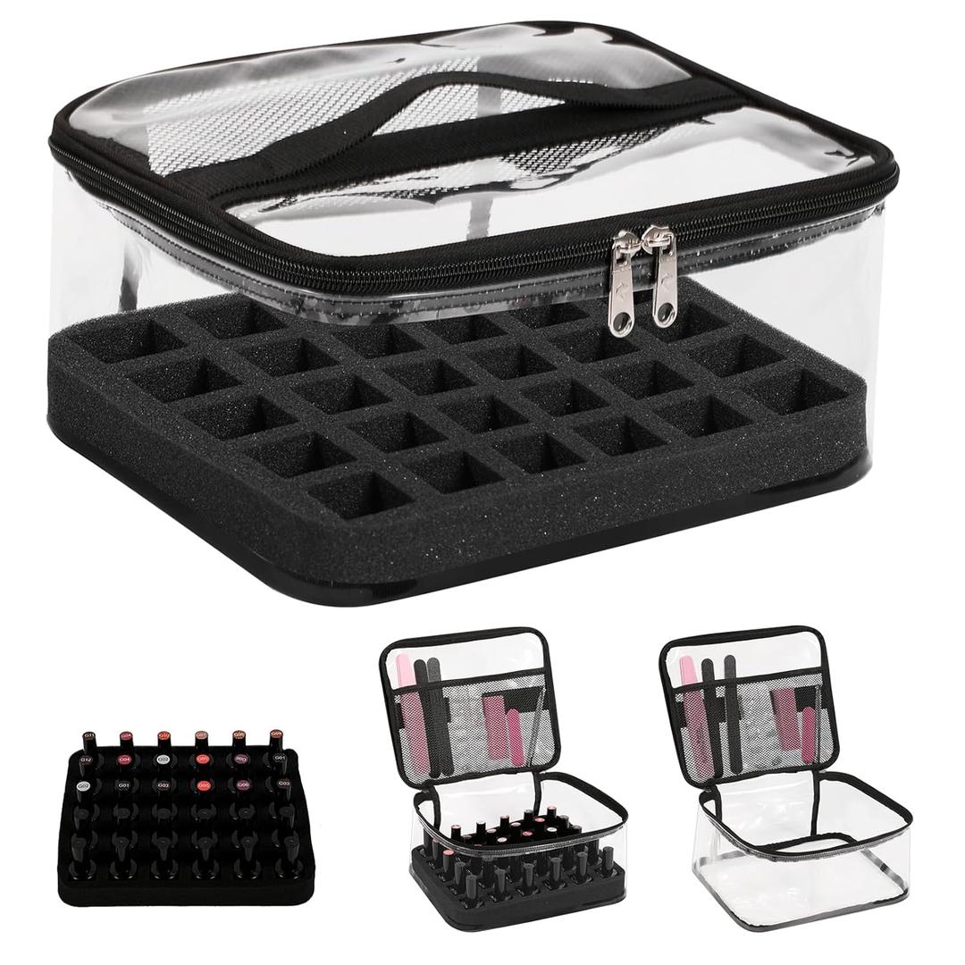 Beloving Nail Polish Organizer Bag Holds 30 Bottles (15ml/0.5 fl.oz) Portable Supplies Organizer Handbag for Manicure Tools, Portable Nail Supplies Kit Organizer Carrying Case (Black)