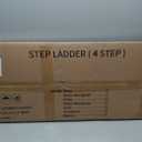 4 Step Ladder, Lightweight Folding Step Stool with Anti-Slip Aluminum Wide Pedal& Convenient Handgrip, 330lbs Capacity Steel Ladder for Household and Office (Gold)