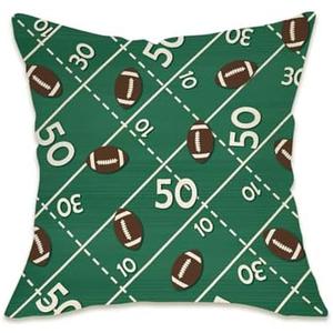 2 Pcs Fahrendom Football Green Lumbar Decorative Rectangle Pillow Cover 18 x 18, American Rugby Sport Game Porch Patio Outdoor Pillowcase, Sofa Couch Cushion Case Home Decor Gift for Football Fan
