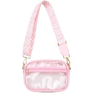 Hiflyer Clear Stadium Bag, Crossbody Purse for Concerts and Events, PVC, Adjustable Strap, Stadium Approved, 9.8x2.8x5.7 Inch | Stadium Approved, Pink