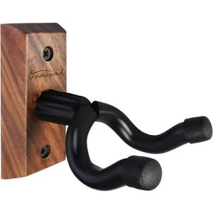 Guitar Wall Mount, Black Walnut Wood Guitar Hanger, U-Shaped Guitar Wall Hanger Mount, Guitar Holder Hook Stand Wall for Acoustic, Electric Guitar, Banjo, Bass, for Guitar Player Men Boy