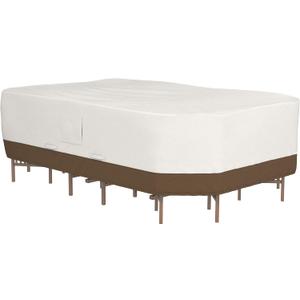 Amazon Basics Patio Furniture Cover, Waterproof, Anti-UV, Wind Resistant, X-Large, Durable, Beige/Tan, 130" x 84"