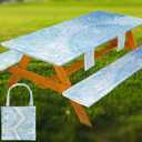Fitted Picnic Table Cover with Bench Covers, Windproof Vinyl Table Cloths Outside Camping Cooking Backyard Furniture Seat Cushion Tablecloth Activities Party Decor Decorations Para Acampar Equipment