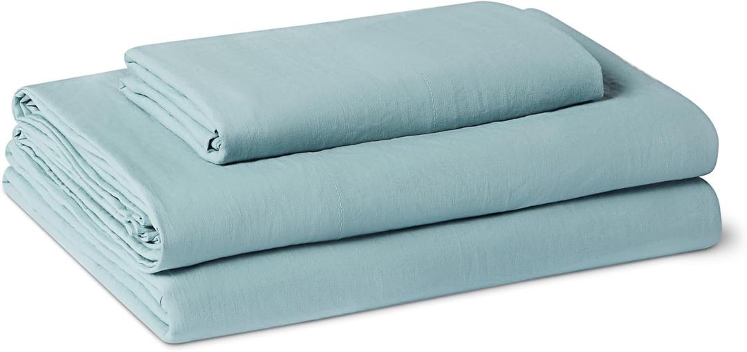 Amazon Basics Brushed Microfiber Sheet Set, Extra Soft with Natural Texture, 4-Piece, Twin XL, Blue