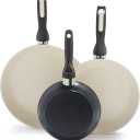 GreenPan Rio Hard Anodized Healthy Ceramic Nonstick, 7" 9.5" and 11" 3 Piece Frying Pan Skillet Set, Soft Grip Handle, PFAS-Free, Dishwasher Safe, Oven Safe, Black