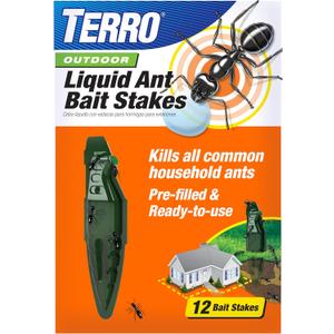 TERRO Liquid Ant Baits - T1813B - Outdoor Ready-to-Use Terro Ant Traps, Kills Household Ants, 12 Stakes TERRO Liquid Ant Baits - T1813B - Outdoor Ready-to-Use Terro Ant Traps, Kills Household Ants, 12 Stakes
