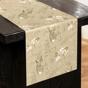 FAVE Gold Table Runner for Rectangle Tables, 72 Inch Heat Resistant Runner with Flower, Waterproof, Stain Resistant, Reusable for Daily Use Parties and Banquet(Golden