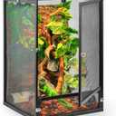 33 Gallon 360 Panoramic Foldable Reptile Terrarium Kit: Crested Gecko Tank and Reptile Cage for Superior Ventilation, Easy Feeding, Sturdiness, and Simple Assembly (Black, 26"x17"x17")