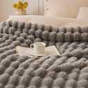 COOVA Faux Fur Throw Blanket for Couch, Cozy Soft and Fuzzy Plush Rabbit Fur Bubble Blanket for Sofa Bedroom Living Room, 50x60 Inches Grey