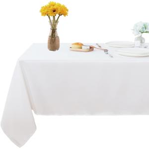 Fitable Rectangle 6 Feet Tablecloth 60x102 inch Tablecloth Stain and Wrinkle Resistant Washable Polyester Table Cloth, Decorative Fabric Table Cover for Dining Table, Buffet Parties and Camping White
