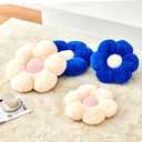 Royal Blue Flower Pillow, Cute Decorative Flower Shaped Throw Pillow with Faux Rabbit Fur, 19.6" Soft Flower Plush Throw Pillow Floor Pillows Room Dcor for Bedroom Living Room