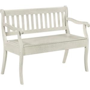 OSP Home Furnishings Wakefield Country Style Wood Storage Bench with Scrolled Arms and Hidden Storage, White, 42.75 Inches X 22.75 Inches X 35.5 Inches