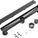 Neodrain 24 in Matte Black Linear Shower Drain- with 2-in-1 Flat & Tile Insert Cover, 304 Stainless Steel Rectangle Shower Floor Drain,Floor Shower Drain