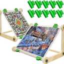 Adjustable Wooden Embroidery Stands for Cross Stitch, Tabletop Hoop Holder with 2 Sizes Rods Tapestry Needlepoint Lap Natural Wood Frame for Sewing & Quilting Perfect Gift for Women's Birthday