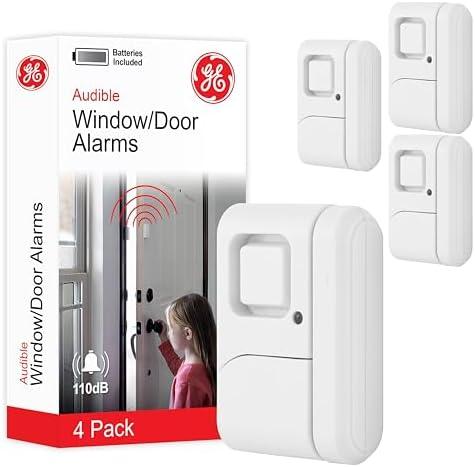 GE Personal Security Window and Door Alarm, 2 Pack, DIY Protection, Burglar Alert, Wireless Chime/Alarm, Easy Installation, Home Security, Ideal for Home, Garage, Apartment and More, White, 45174