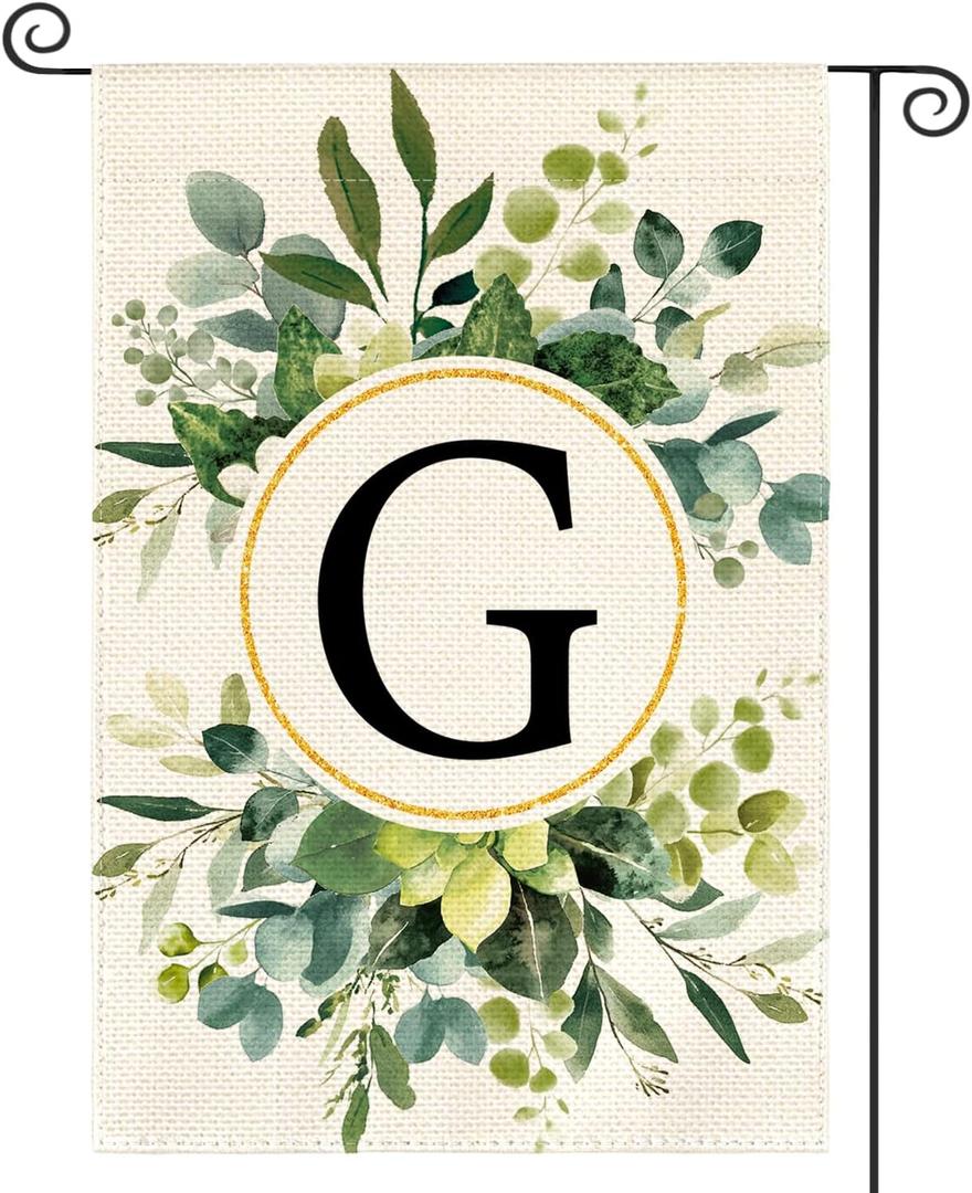 2 x AVOIN colorlife Initial Monogram Letter G Floral Garden Flag 12x18 Inch | Double Sided, Weather & Fade Resistant, Yard Outdoor Decoration, Family Last Name